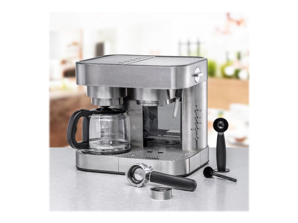 Rommelsbacher Eks 3010 - Kaffemaskine Med Dryp Kaffemaskine Og Cappuccinatore - 19 Bar - 10 Kopper - Rustfrit Stål