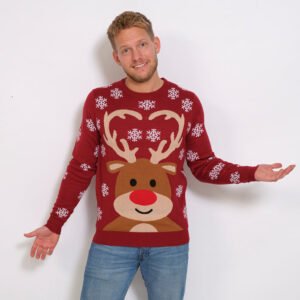 Årets julesweater: Det Søde Rensdyr – herre / mænd. Ugly Christmas Sweater lavet i Danmark