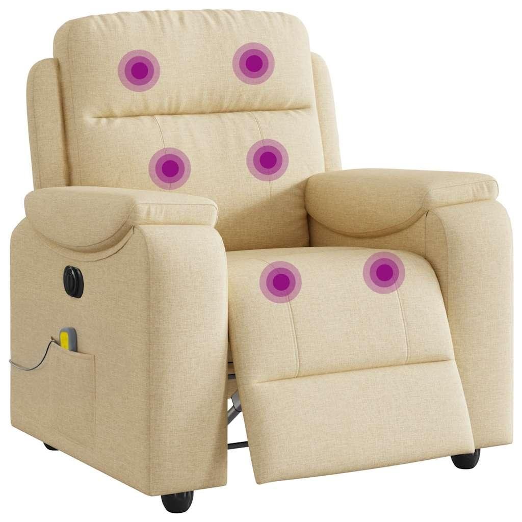 Eldrevet massagestol stof cremefarvet