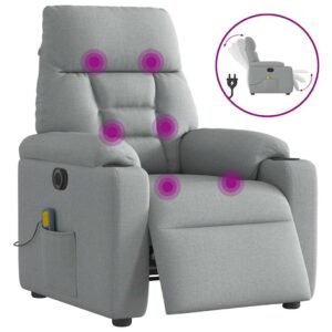 Eldrevet massagestol stof lysegrå