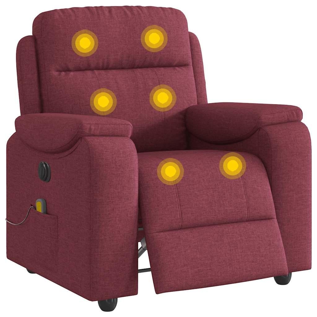 Eldrevet massagestol stof vinrød