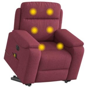 Elektrisk massagestol med løftefunktion stof vinrød