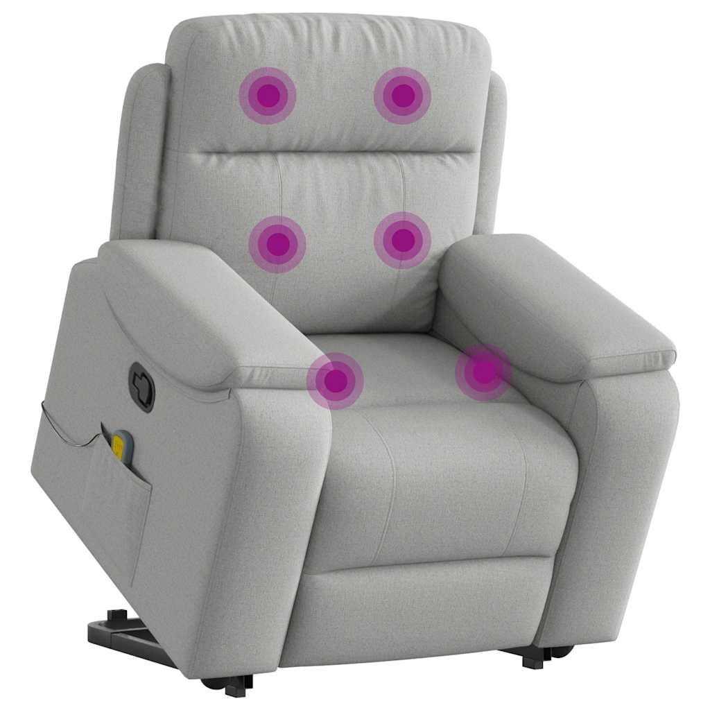 Massagestol med løftefunktion stof skygrå
