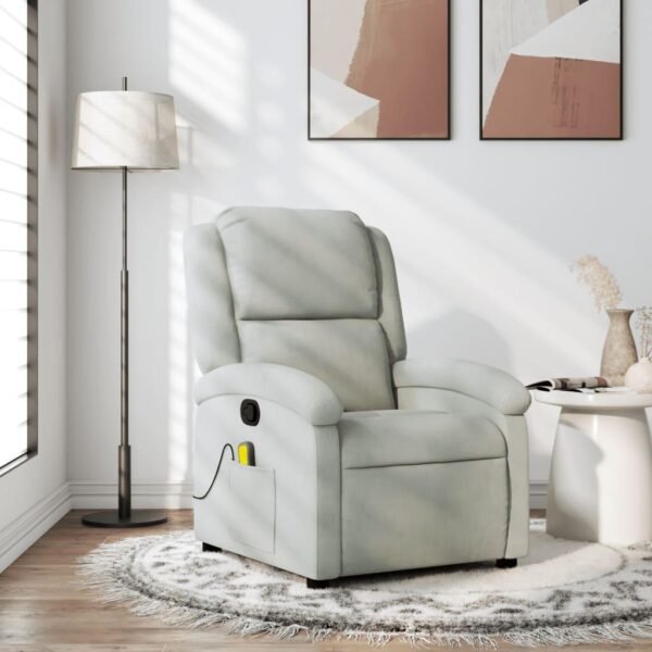 Massagestol velour lysegrå
