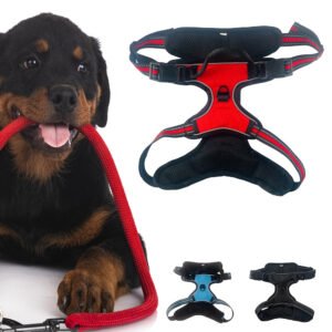 Blød Luksus Hundesele m/refleks - robust & vandfast - rød, sort eller blå - Rød S