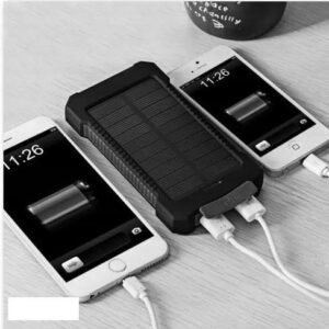 Powerbank med solceller - 20.000 mAh - sort
