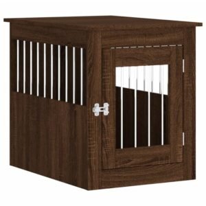 vidaXL hundebur 55x75x65 cm konstrueret træ brun egetræsfarve