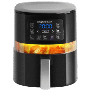Airfryer 1600W 4L - med LED Display og Kiggevindue - Maha Sort