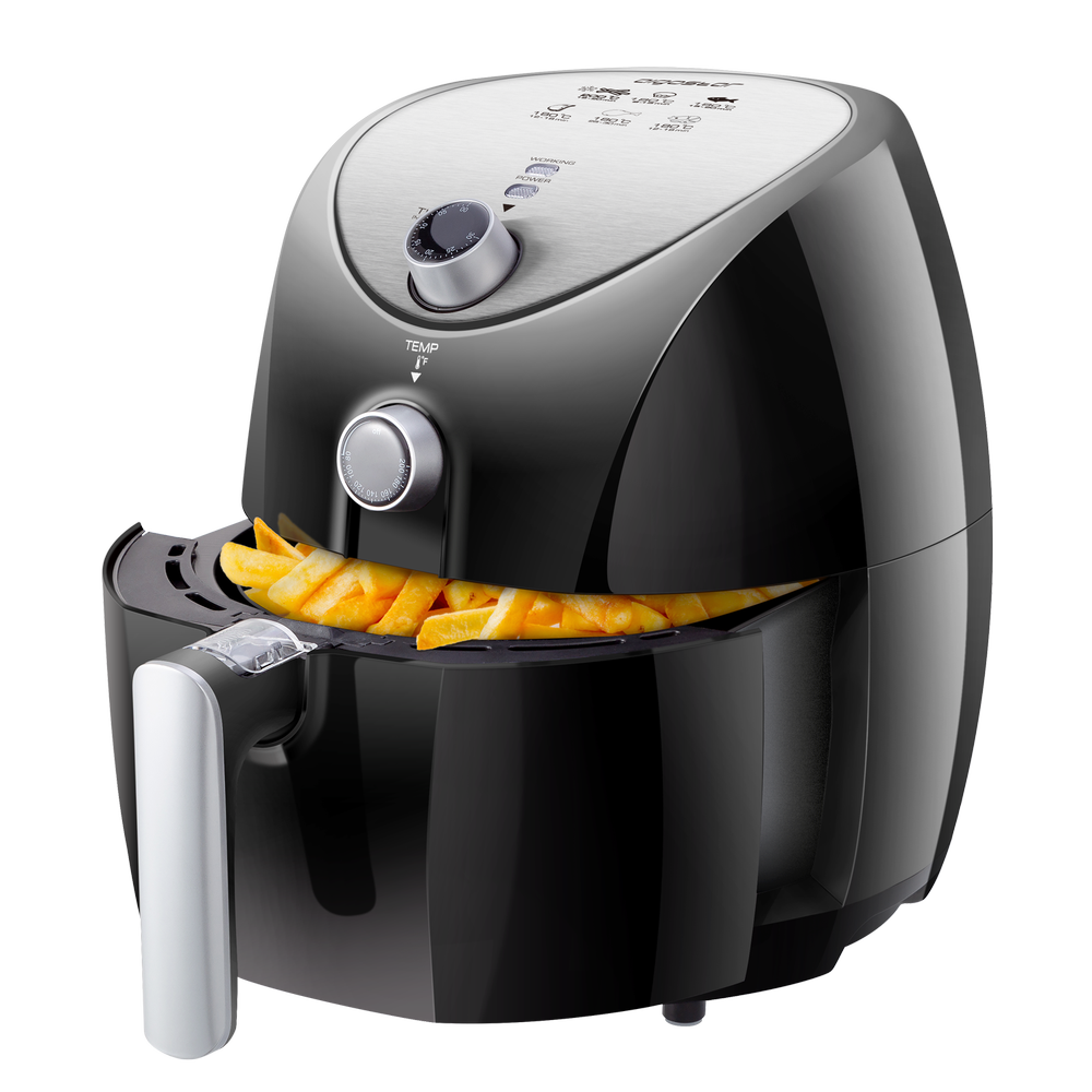 Airfryer mekanisk 1500W 3,5L Dobbeltgryde - Sort Drage Pro