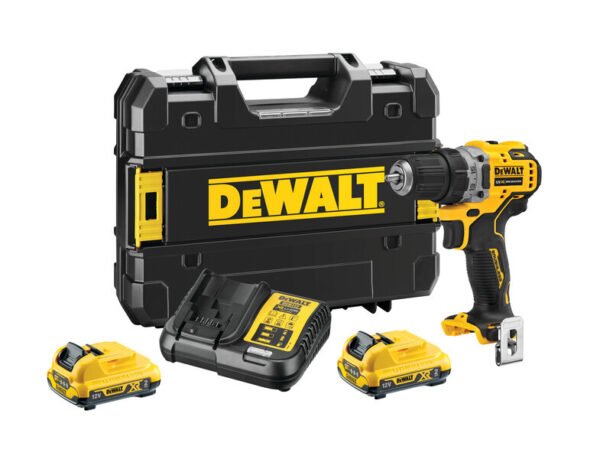 DeWALT 12V XR Kulløs kompakt boremaskine med 2 x 2Ah batterier (DCD701D2-QW)