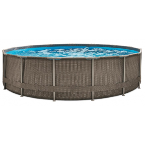 ELITE Frame fritstående pool komplet sæt m/stige og pumpe H107 x Ø457 cm - Brun rattanoptik