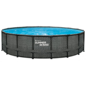 ELITE Frame fritstående pool komplet sæt m/stige og pumpe H132 x Ø549 cm - Grå rattanoptik