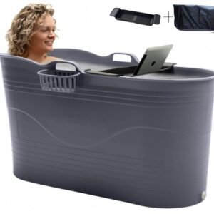 HelloBath® - Bath Bucket XL (Comfort) - Grå - 125 cm - Sitzbad til voksne - Isbad - med strækbar afløbsslange op til 3 meter
