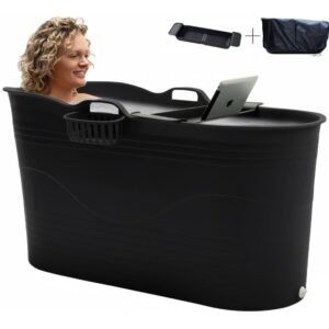 HelloBath® - Bath Bucket XL (Comfort) - Sort - 125 cm - Sitzbad til voksne - Isbad - med strækbar afløbsslange op til 3 meter
