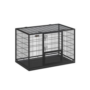 Rootz Heavy Duty Hundebur - Kæledyrsbur - Stålkennel - Rummeligt interiør - Let adgangsdøre - Aftagelig bakke - 122 cm x 74,5 cm x 80,5 cm - Sort
