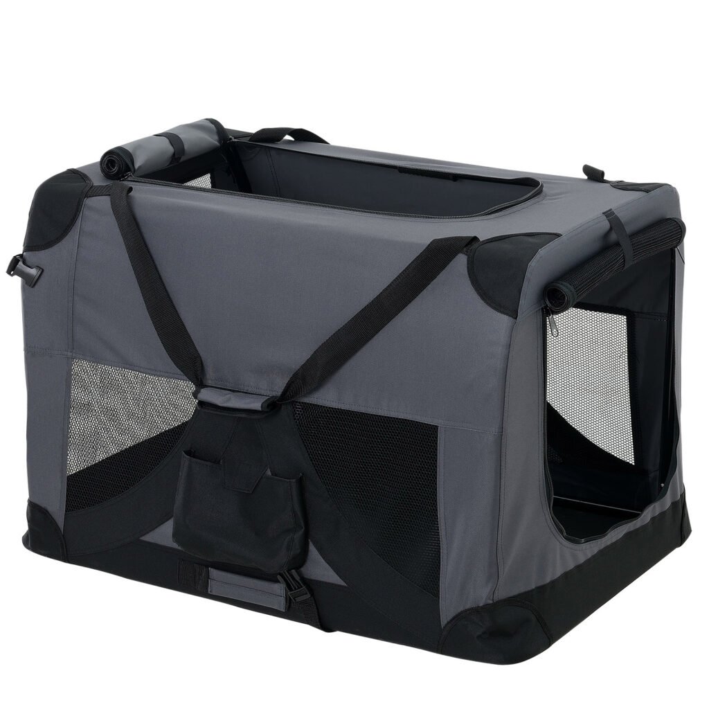 [pro.tec]® Hunde transporttaske/hundebur - L 70 x 52 cm - grå