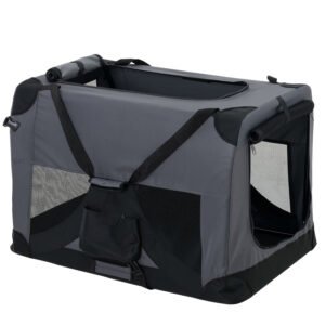 [pro.tec]® Hunde transporttaske/hundebur - L 70 x 52 cm - grå