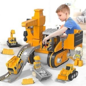 4-i-1 Konstruktionskøretøj Legetøj, Lastbil Legetøj DIY Samlesæt, Med Elektrisk Boremaskine, Til Børn 3-8 År