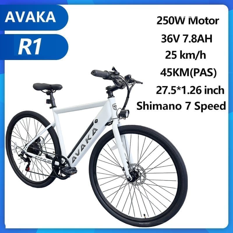 AVAKA R1 City Elcykel, 250W Motor, 7,8 AH Batteri, Shimano 7-Speed, Udholdenhedscykel 30-45 km