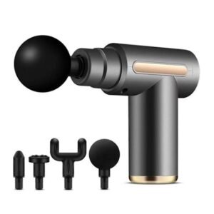 Fasciapistol, genopladelig muskelmassager, fitness professionel kvalitet, mini fasciapistol, Massagepistol med 4 massagehoveder 6 gear
