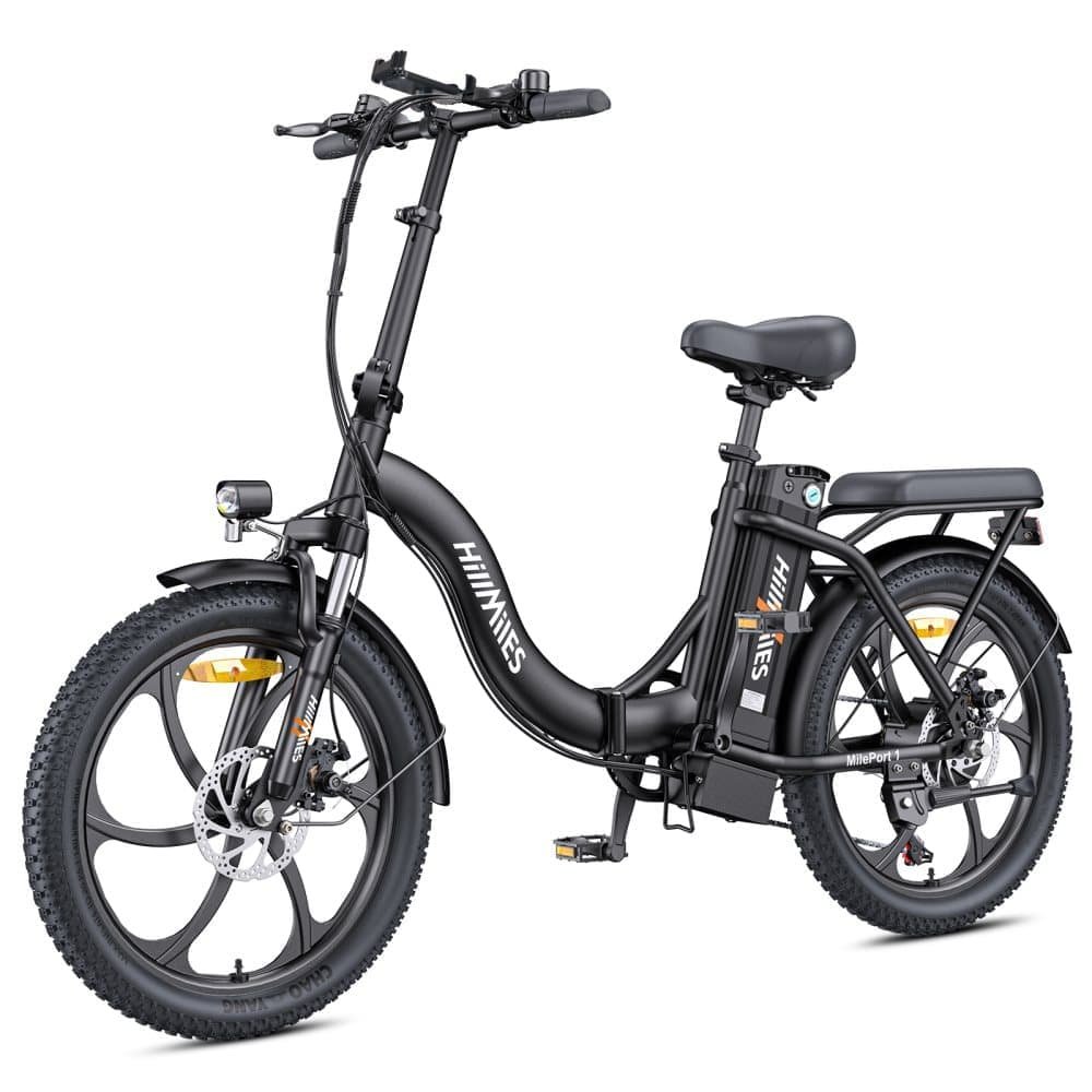 HillMiles MilePort 1, 20" Tykke Dæk Elcykel, 250W Motor, 100 KM Rækkevidde, 36V 13Ah Batteri, 25 KM/t, Jævn Og Komfortabel Tur For Byture
