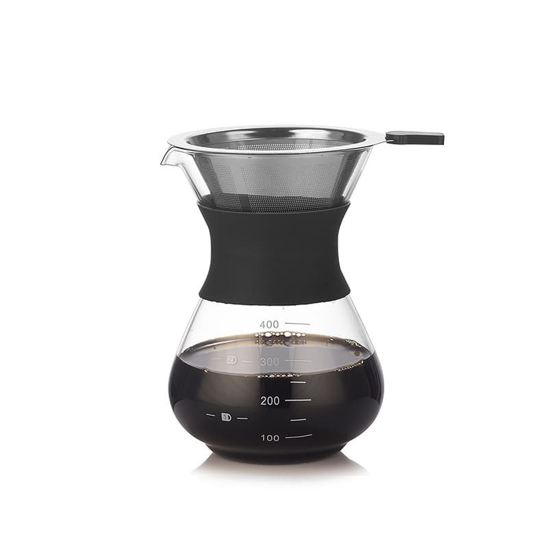 INF 400 ml Hæld Over Kaffemaskine med Filter - Klart Glas