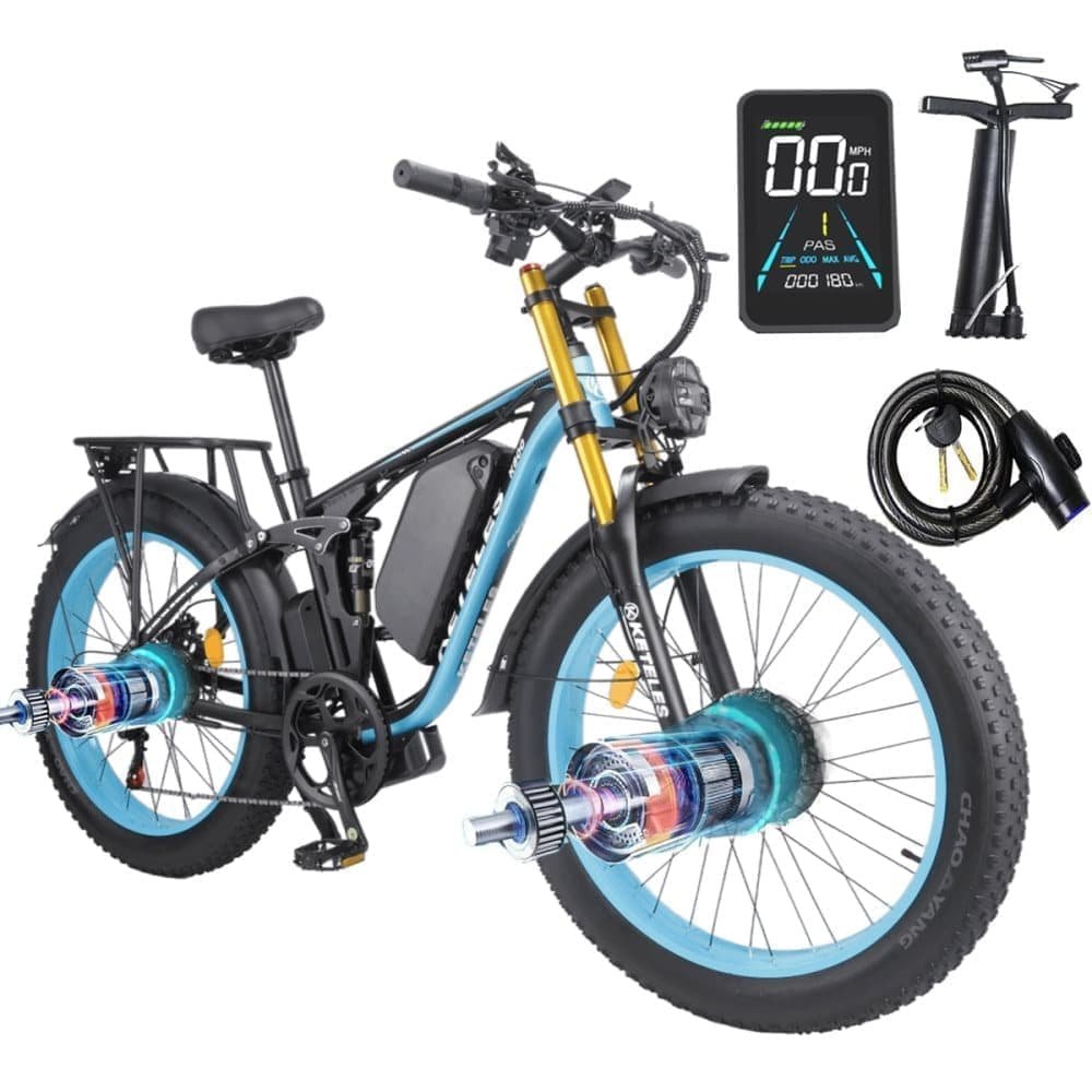 KETELES K800PRO Voksen 2000W Elcykel, 23AH Samsung Batteri, Shimano 7 Speed, 26*4,0 Dæk, Fuldaffjedret Elektrisk Mountainbike.