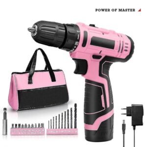 Pink Power Pink Boremaskine Sæt Til Kvinder 20v Ledningsfri Boremaskine Driver Værktøjssæt Til Kvinder Li-ion Elektrisk Boremaskine, Kraftboremaskine Sæt Med Værktøjstaske, Batteri, Opladning