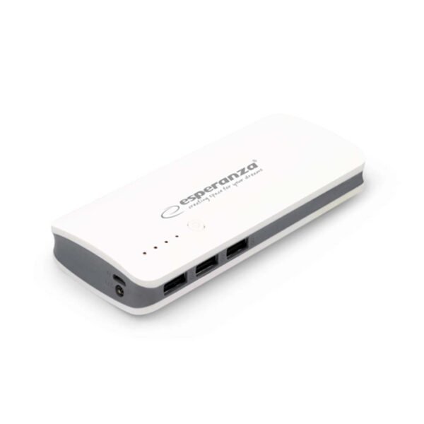 Powerbank | 8000mAh | 3xUSB Port | LED Lygte | Hvid