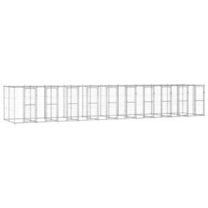 Udendørs hundebur med tag 24,2 m² galvaniseret stål