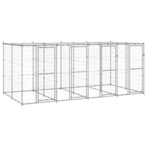 Udendørs hundebur med tag 9,68 m² galvaniseret stål
