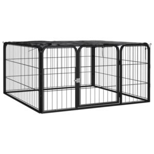 vidaXL hundegård 100x50 cm 4 paneler pulverlakeret stål sort - Hundebure & løbegårde