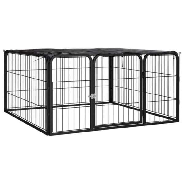 vidaXL hundegård 100x50 cm 4 paneler pulverlakeret stål sort - Hundebure & løbegårde