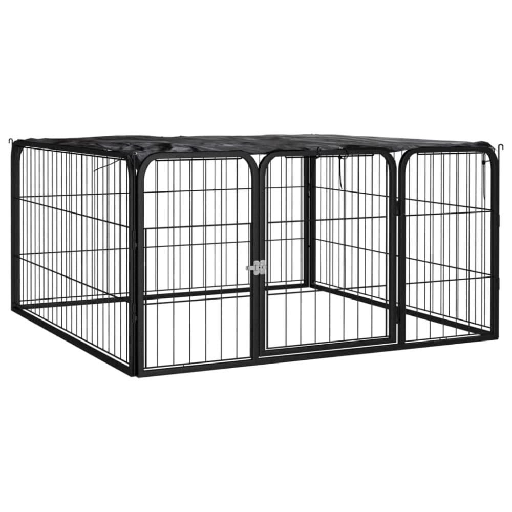 vidaXL hundegård 100x50 cm 4 paneler pulverlakeret stål sort - Hundebure & løbegårde