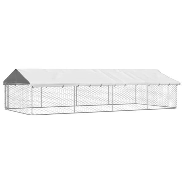 vidaXL udendørs hundebur med tag 600x300x150 cm