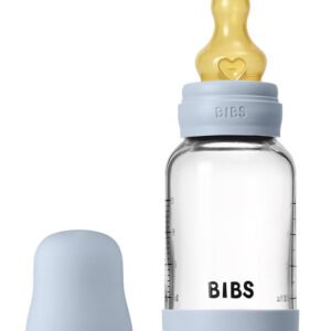 BIBS Sutteflaske - 120 ml - Glas/Naturgummi - Baby Blue