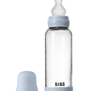 BIBS Sutteflaske - 240 ml - Glas/Silikone - Baby Blue