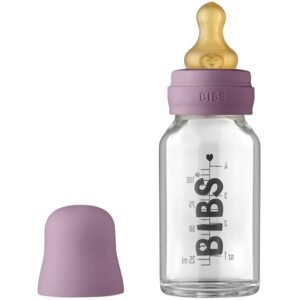 Bibs Sutteflaske Glas - Anti Kulik - 110 ml - Naturgummi - Mauve