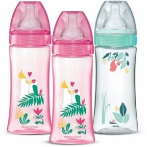 Dodie sutteflaske Bird, pink - 330 ml, anti-kolik, BPA-fri