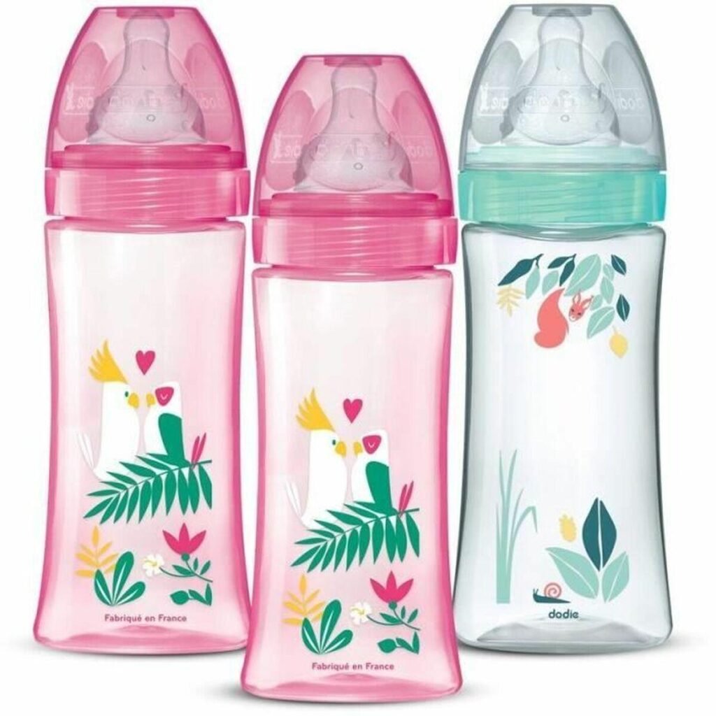 Dodie sutteflaske Bird, pink - 330 ml, anti-kolik, BPA-fri