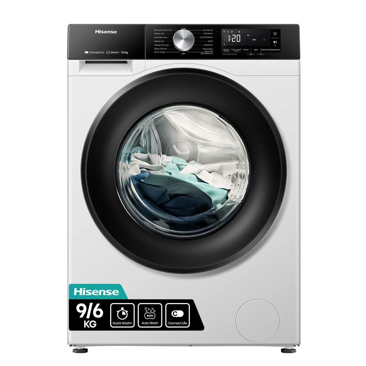 Hisense WD3S9043BW3 vaskemaskine-tørretumbler 9/6 kg 1.400 o/min