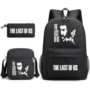 Ny The Last Of Us Rygsæk Trykt Skoletaske 3-Delt Sæt Til Børn Skoletaske The Last Of Us Rygsæk Sort 1[HK]