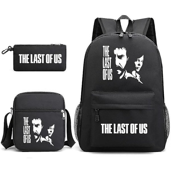 Ny The Last Of Us Rygsæk Trykt Skoletaske 3-Delt Sæt Til Børn Skoletaske The Last Of Us Rygsæk Sort 1[HK]