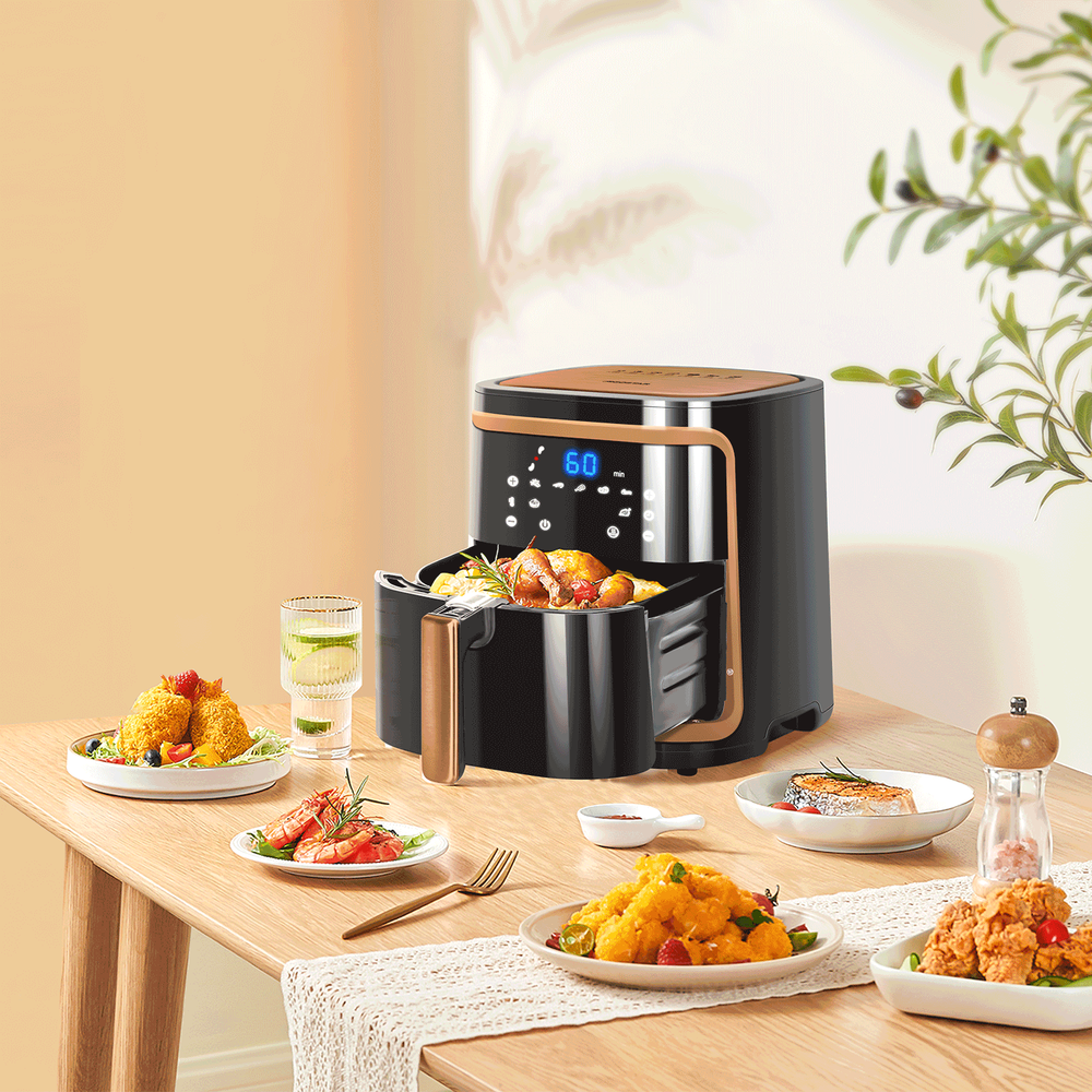 Outlet: Airfryer Elektronisk 1900W - 7L Dobbelt Beholder - Sort