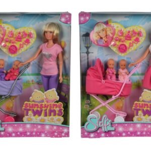 Steffi Love Sunshine Twins Dukke med barnevogn Lyserød