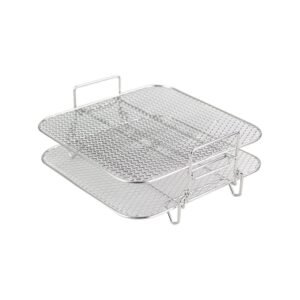 2-lags Airfryer-rist Stabelbar Gitter Grillrist Rustfrit Stål Til 4,2-5,8qt Airfryer Køkken