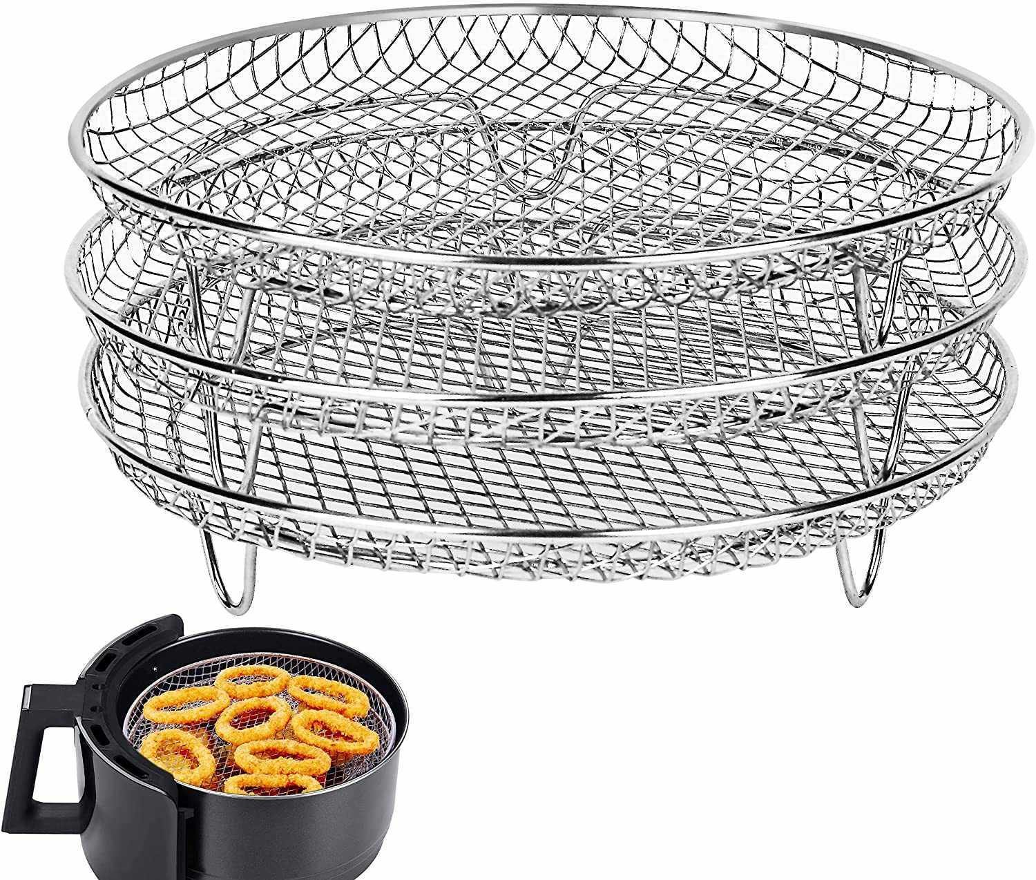 3 stk Air Fryer Rack Airfryer Kurvrum Airfryer i rustfrit stål
