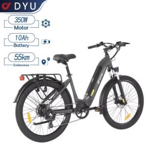 DYU C1 elcykel, 48V10AH batteri, 350W motor, 26 tommer dæk, maks. hastighed 25 km/t, 55 rækkevidde, sort