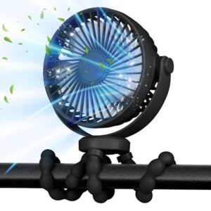 Fleksibel Barnevognsventilator - Genopladelig Bærbar Ventilator med Batteri, til Barnevogn, Seng eller Kontor