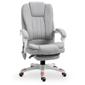 Massagestol kontorstol, gaming stol lavet af polyester og skum, nylon, grå, 55,5x56,5x107-115cm